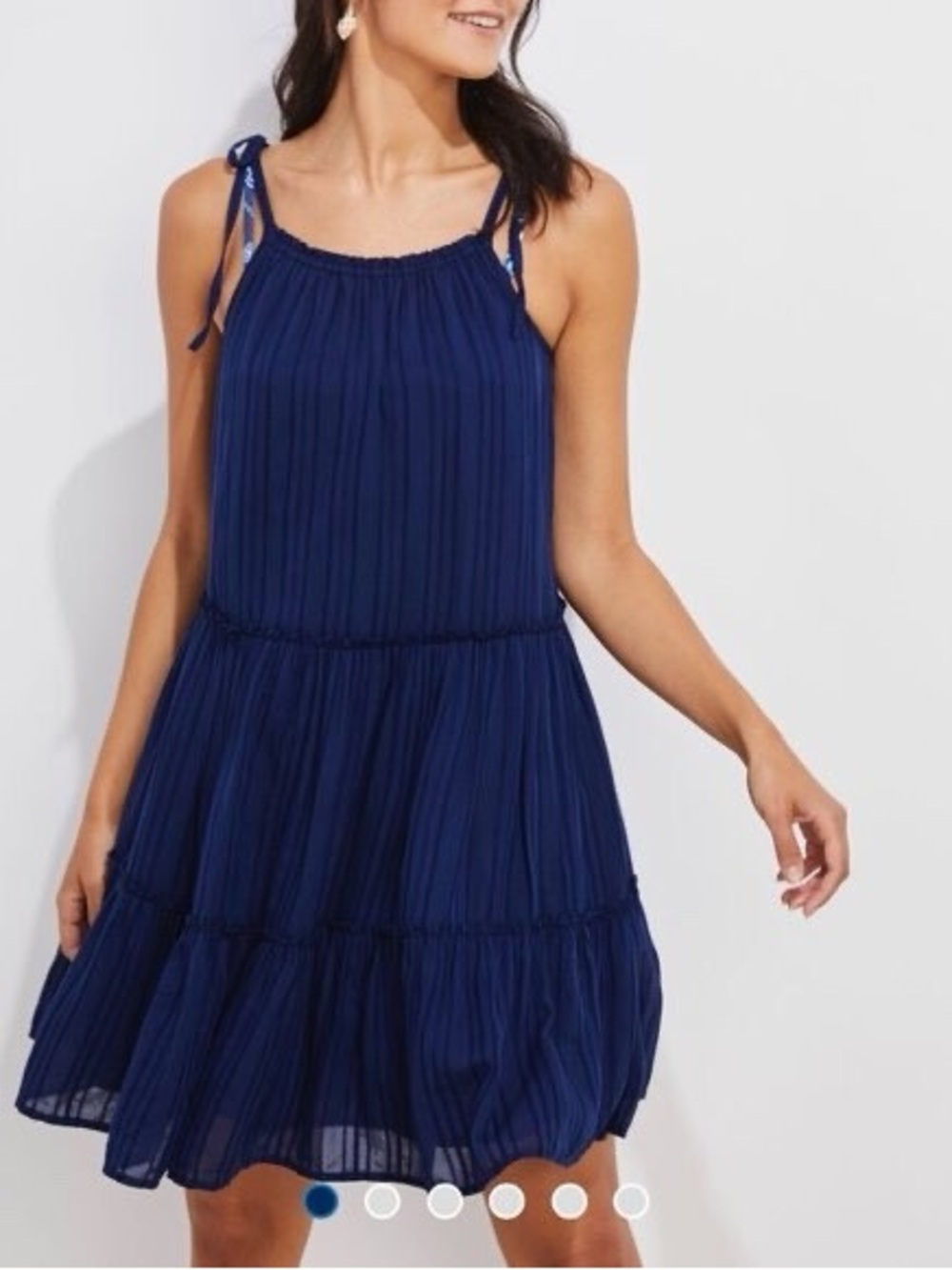 Vineyard Vines Navy Blue Textured Tiered Flowy Dress | Size S